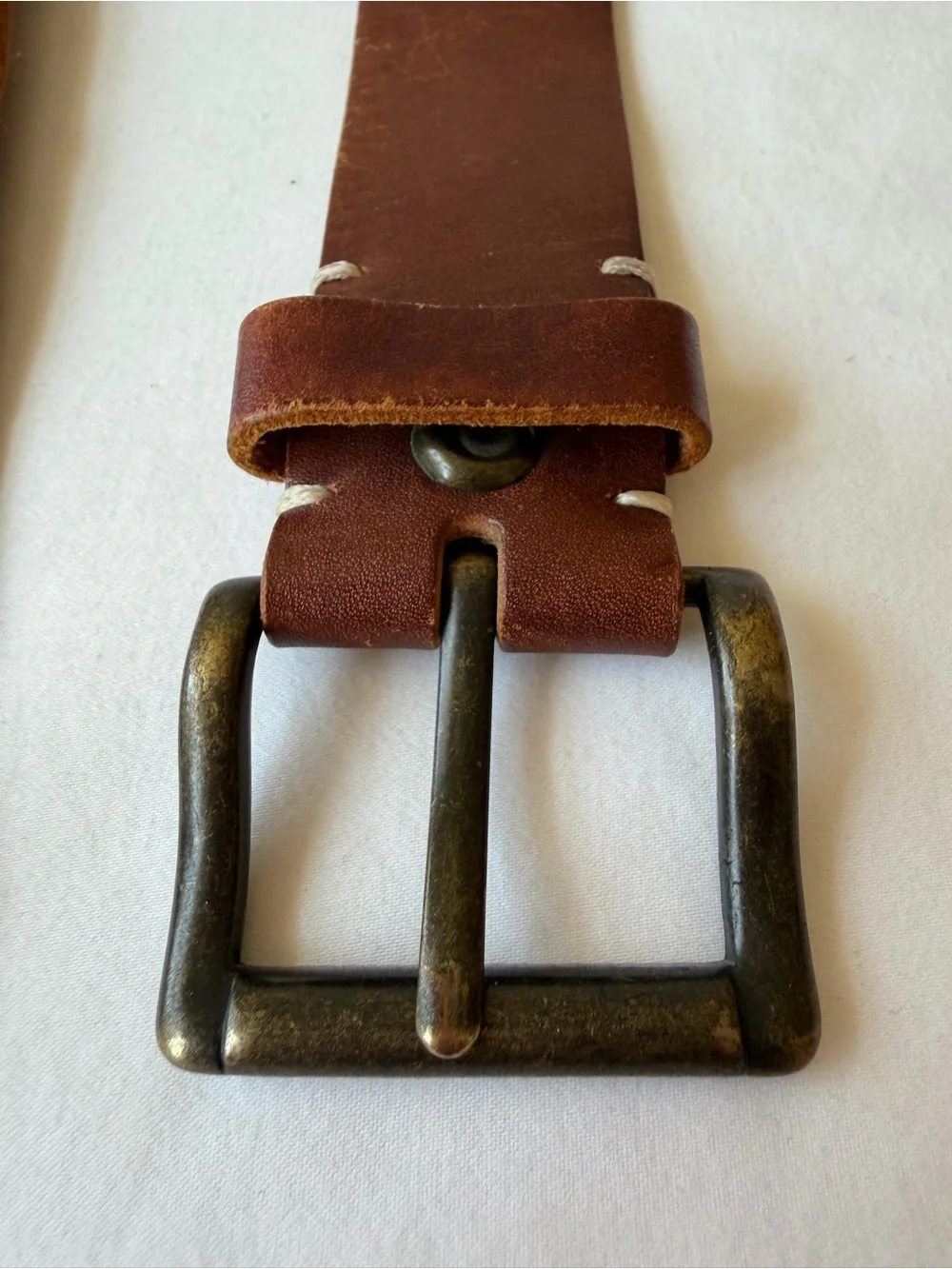 Vintage STAMP 10 Genuine Leather Studded Belt Size M W/ Brass Buckle